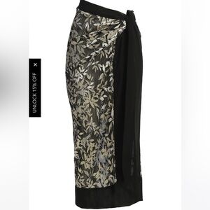 Black Positano Printed Sarong - Size M/L NWT